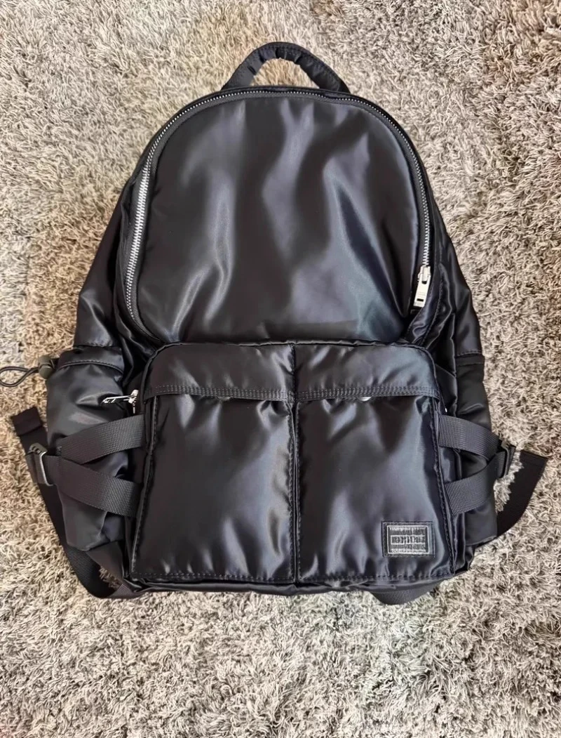 Por Functional Nylon Backpack Unisex Commute Laptop Bag Multi-compartment Waterproof Rucksack