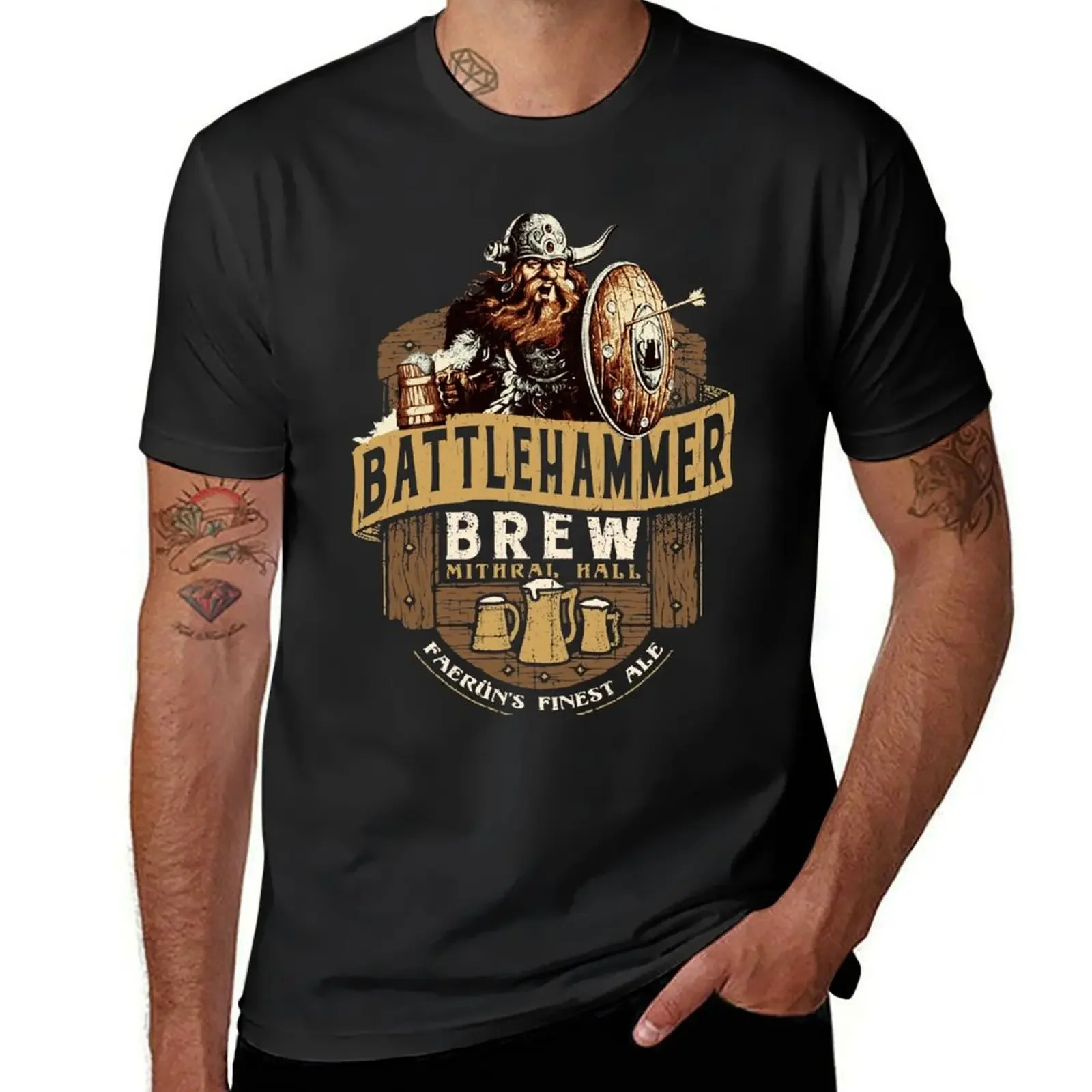 Battlehammer Brew Bruenor Realms T-Shirt man clothes vintage plain slim fit t shirts for men