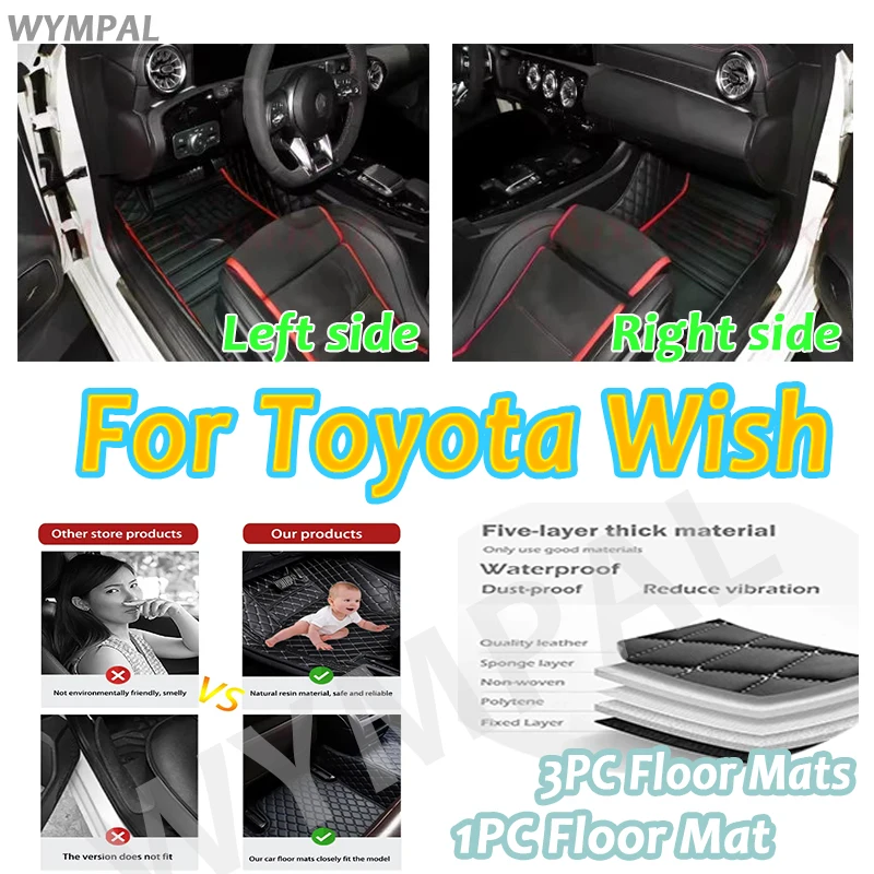 

Luxury Auto Car Floor Mats For Toyota Wish 2010-2021 2011 2012 2013 2014 Custom Foot Pads Automobile Carpet Cover interior mats