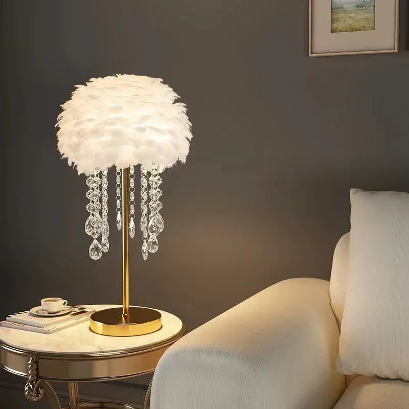 

Feather Nordic Creative Crystal Lamp Living Room High-end Villa Beautiful Atmospheric Elegant Floor Lamp