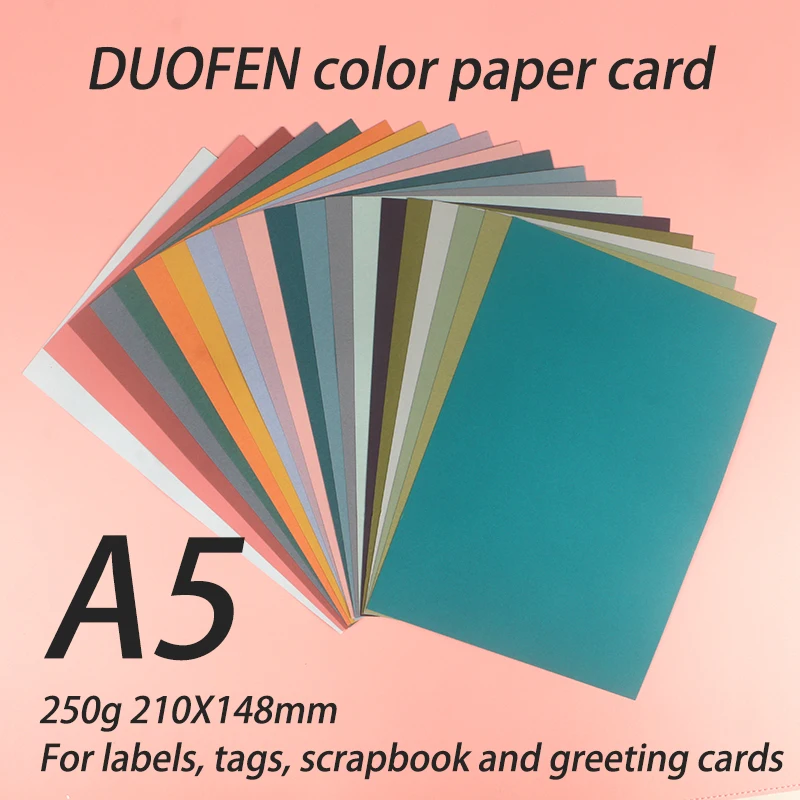 DUOFEN 250 g Morandi-Farben-Papierkarte, beschreibbares A5-Hartpapier, dickes Papier für DIY-Papierprojekte, Scrapbook-Papieralbum