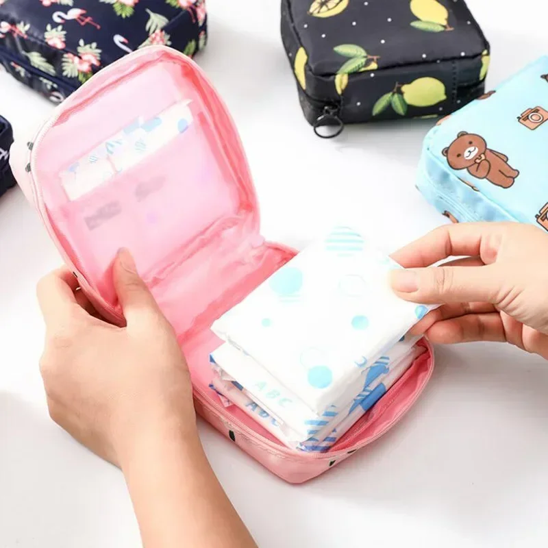 Women Tampon Pouch Napkin Cosmetic Bags Organizer Ladies Makeup Bag Girls Hygiene Pad Bag Lipstick Sanitary Pads Storage Bag