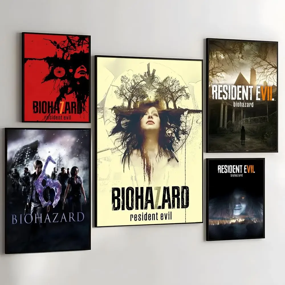R-Resident E-Evil Biohazard Painting Calligraphy Self Adhesive Wall Art Waterproof Print For Bedroom Hallway Home Decor