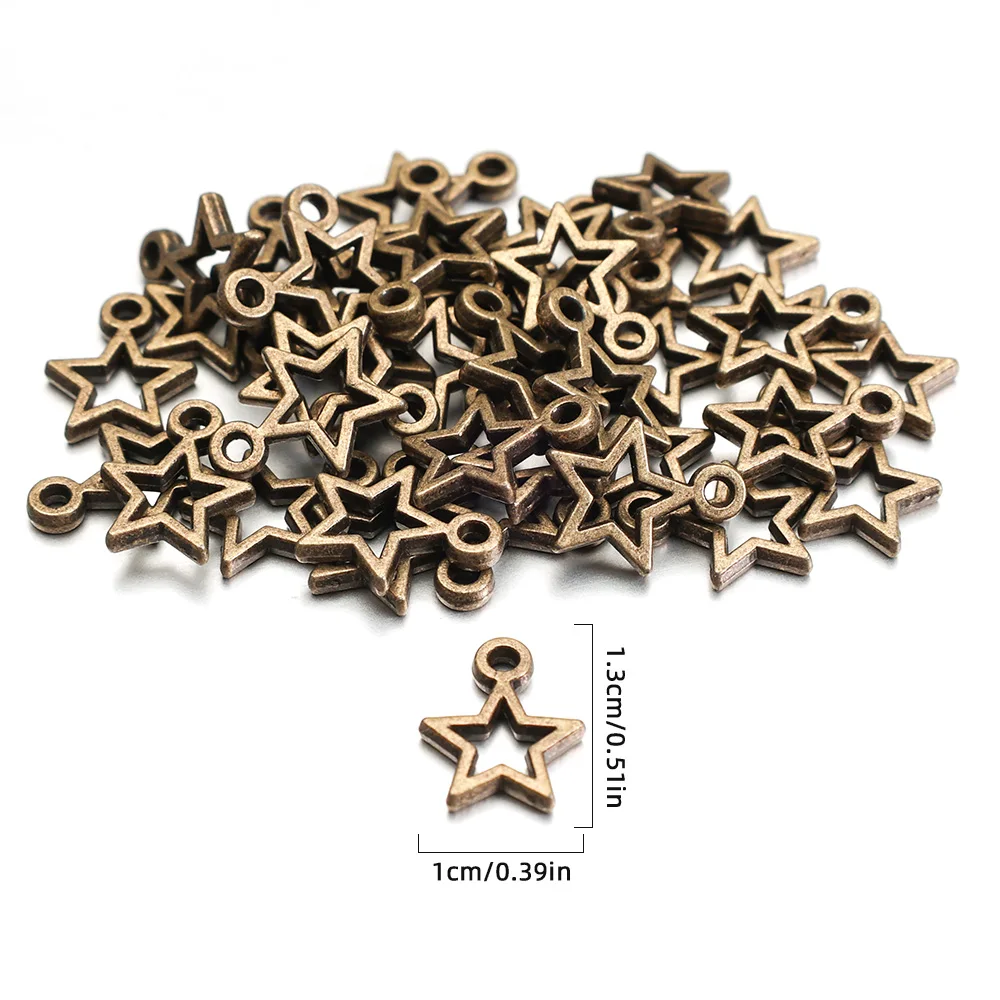 40pcs Charms Star Handmade จี้ทํา Fit VINTAGE เงินทิเบตสี Antique Bronze Plated DIY สําหรับสร้อยข้อมือสร้อยคอ