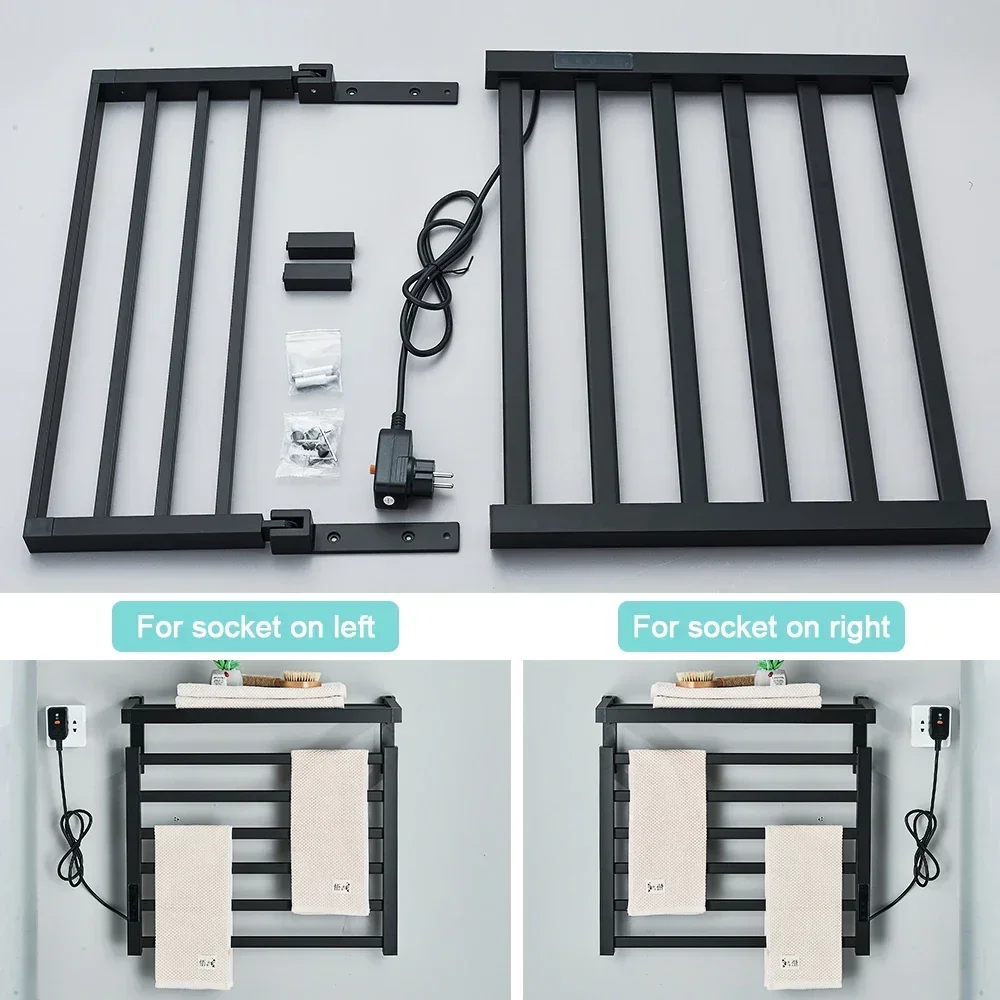 Toallero eléctrico para baño, pantalla Digital, Control de tiempo de temperatura, calentador de toallas, Riel, barra de toalla calentada para el Hogar Inteligente, Aluminio