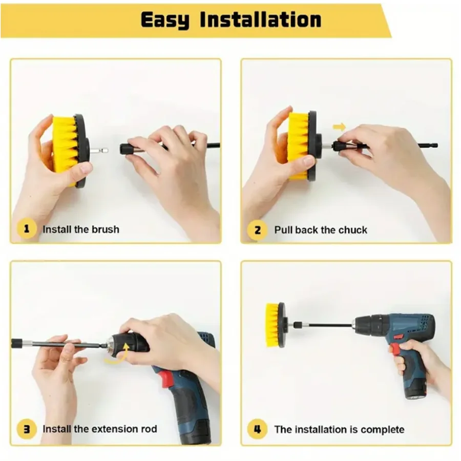 5/7pcs Electric Brush Attachment Set Power Drill Scrub Brush Wash Clean Tool With For Cleaning Car Washing Grout Carpet Floor