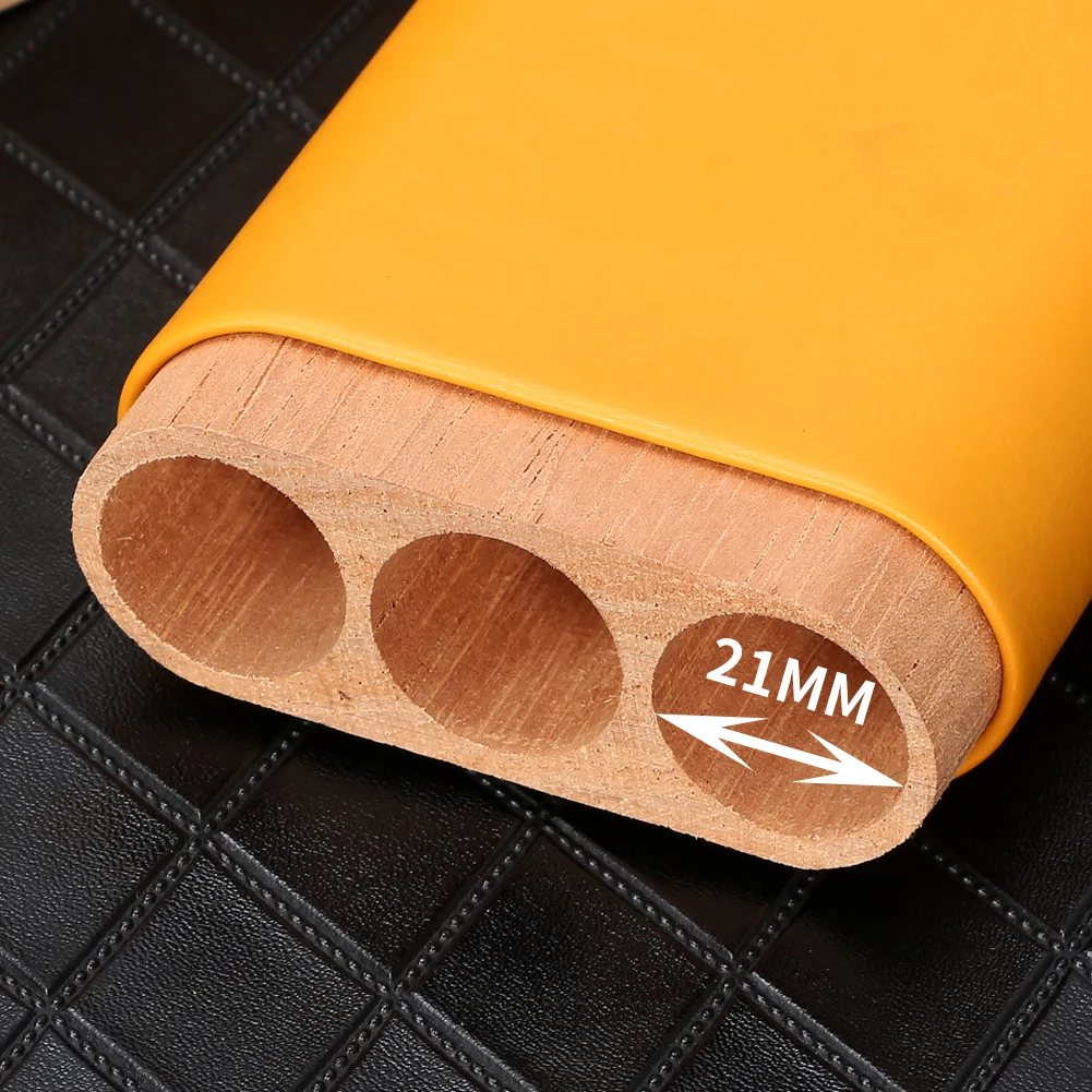GALINER Gadget Cigar Case Leather Cigar Travel Case Pocket Cedar Wood Cigar Humidor Holder W/ow Cigars Cutter Gift Box