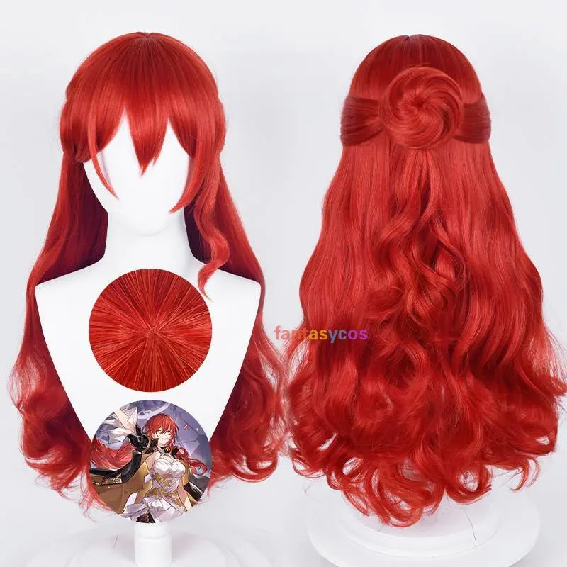 

Honkai Star Rail Himeko Cosplay Wig 66cm Long Curly Wig Red Wig Anime Cosplay Wigs Heat Resistant Synthetic Wigs + Wig Cap