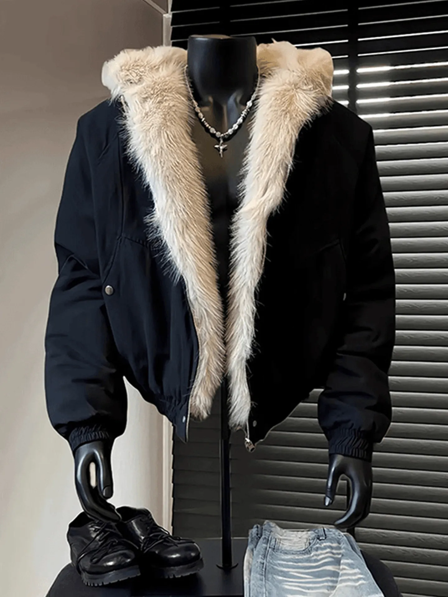 

Мужская утепленная хлопковая куртка Cleanfit с жестким хлопковым наполнителем и меховым воротником, теплая, молодежная, в уличном стиле, зимняя.