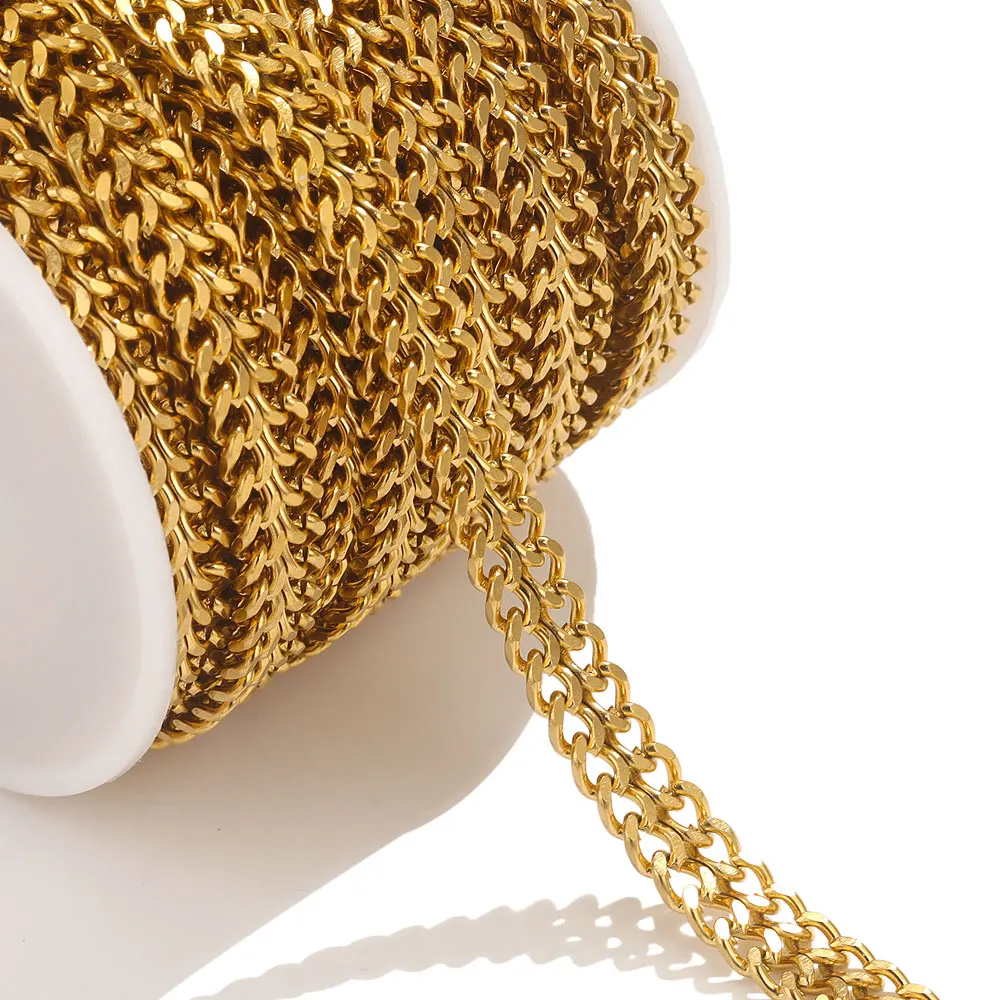 1meter Two-chain Stainless Steel Cuban Flat Chains For Jewelry Making Necklace Bracelet Making Supplies DIY Chain Accessories