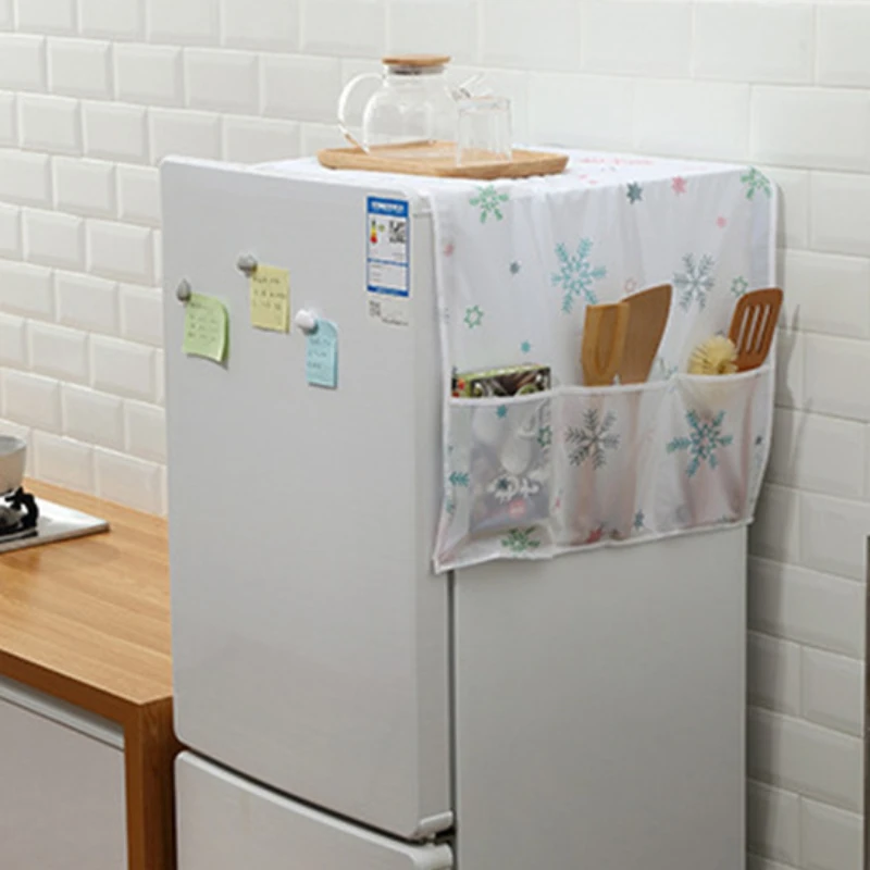 Cartoon Refrigerator Dustproof Cover with Both Sides Hanging Storage Bag Fridge Top Anti-dirty Mat Kitchen Creative Organizer