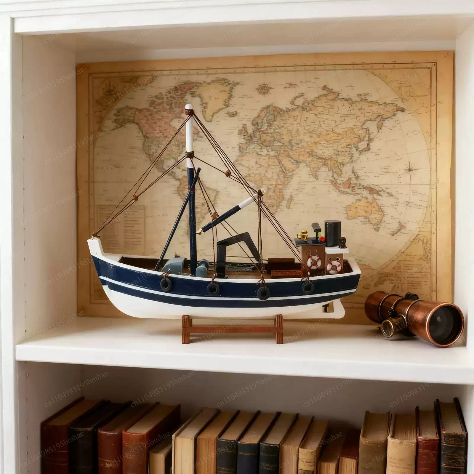 Wooden Jaws - 37cm Orca Model Shark Fishing Boat Movie Relative Items Custom Famous Boats Antique Decoration Seaside Home Decor