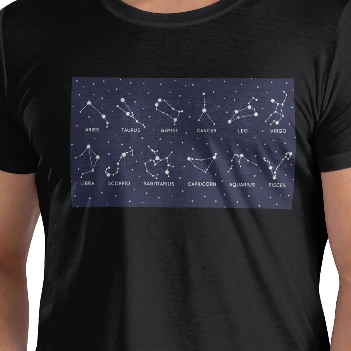 

Golden Celestial Stars Zodiac Constellations 100% Cotton T-Shirt Men's Oversized T Shirts Men Round Neck Short Sleeve S-6XL