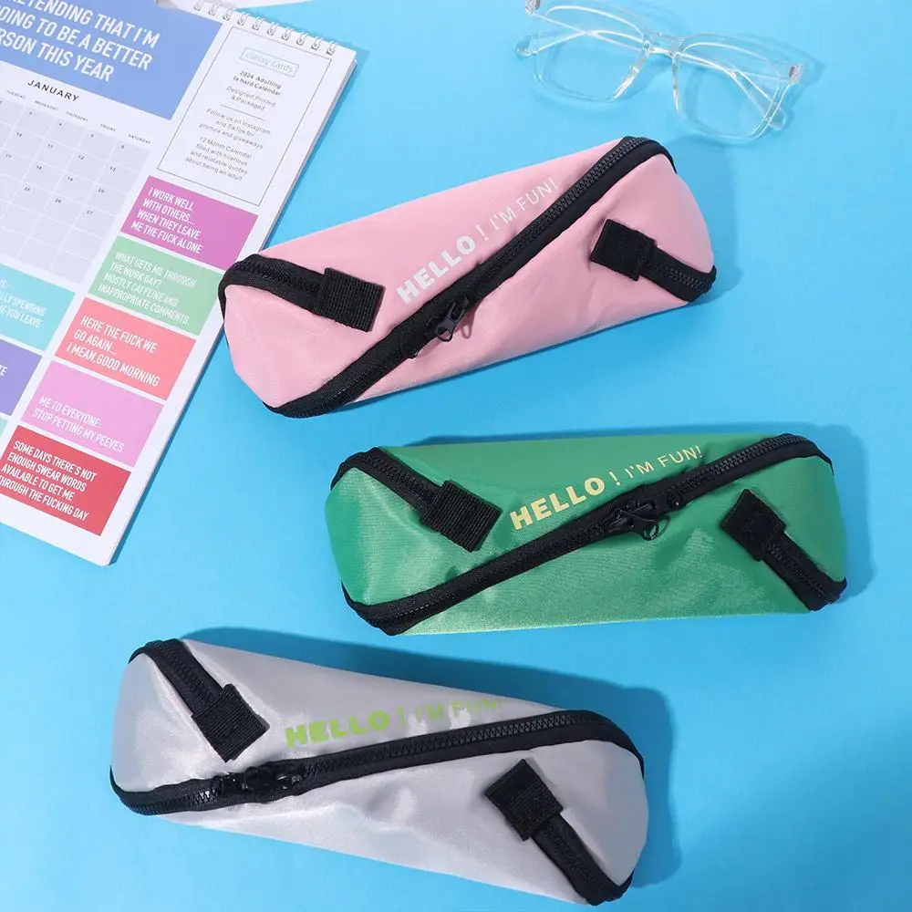 

Multifunctional Canvas Pencil Case Japanese Style S Design Zipper Stationery Bag Simple Large Capacity Pen Bag Gift