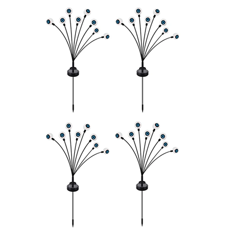 Украшения для Хэллоуина, уличные фонари для глазного яблока, 4 шт., 8 светодиодов, солнечные фонари, качающиеся на ветру для сада, двора, прочный фиолетовый