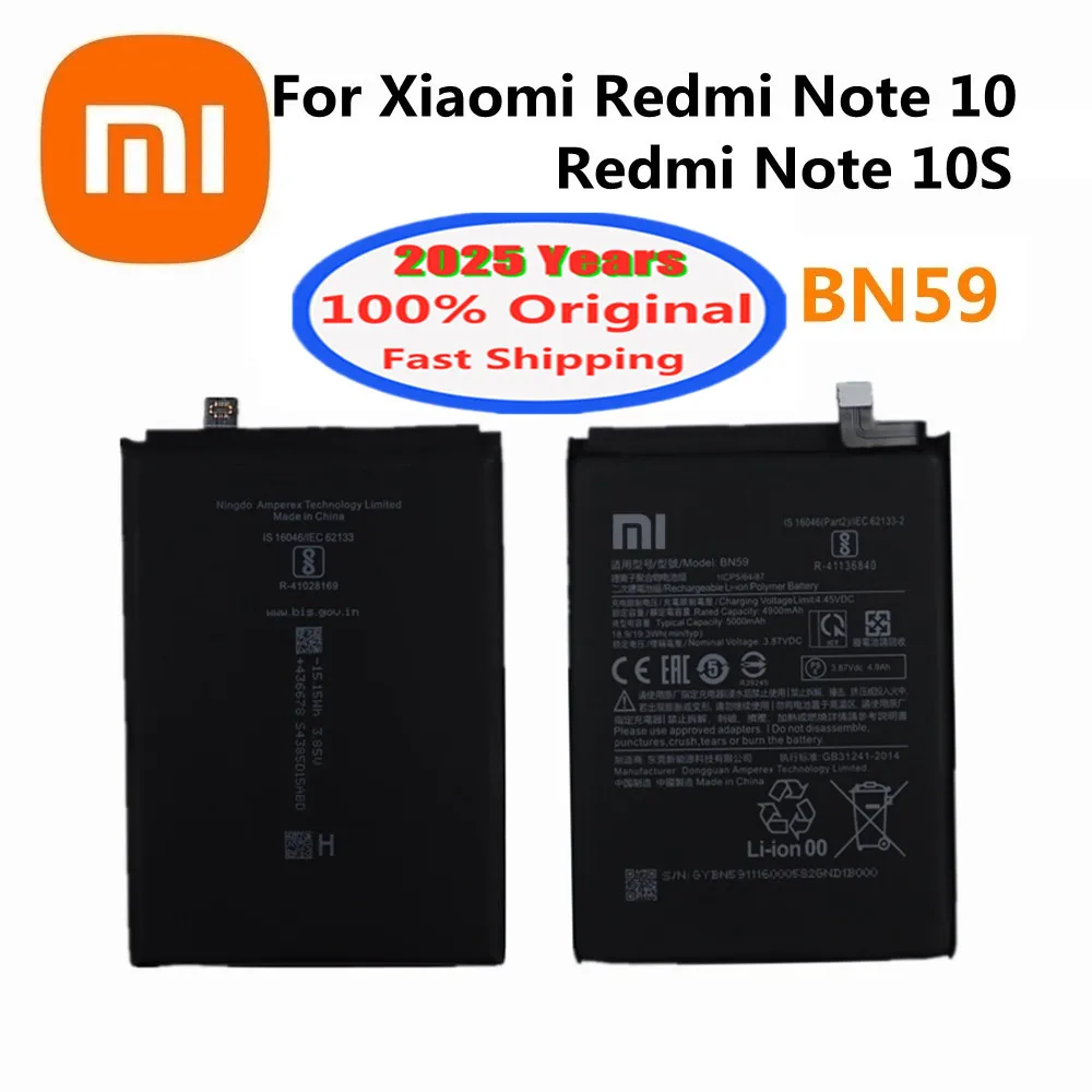 2025 Years High Quality BN59 Original Battery For Xiaomi Redmi Note 10 / 10S 5000mAh Replacement Batteries Bateria Fast Shipping