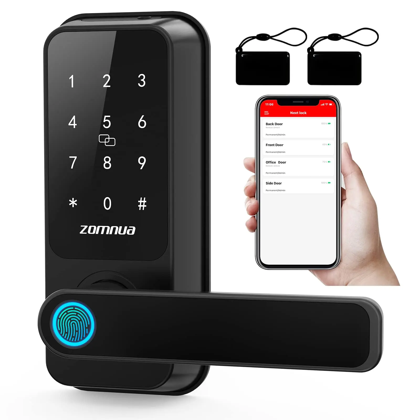 Smart Fingerprint Door Lock Deadbolt Keyless Entry Electronic Digital Locks IC Fob Card Password Front Auto Lock For Home Office