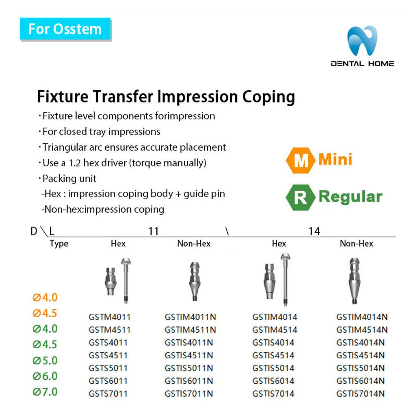 For Osstem Fixture Transfer Impression Coping Dental Impression Coping Is an Essential Tool for Dental Professionals