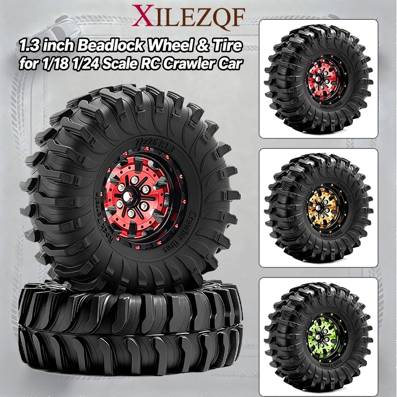 XILEZQF 4PCS 1.3'' Metal Beadlock Wheels 72x26mm Tires for TRX4M SCX24 AX24 1/18 1/24 RC Crawler