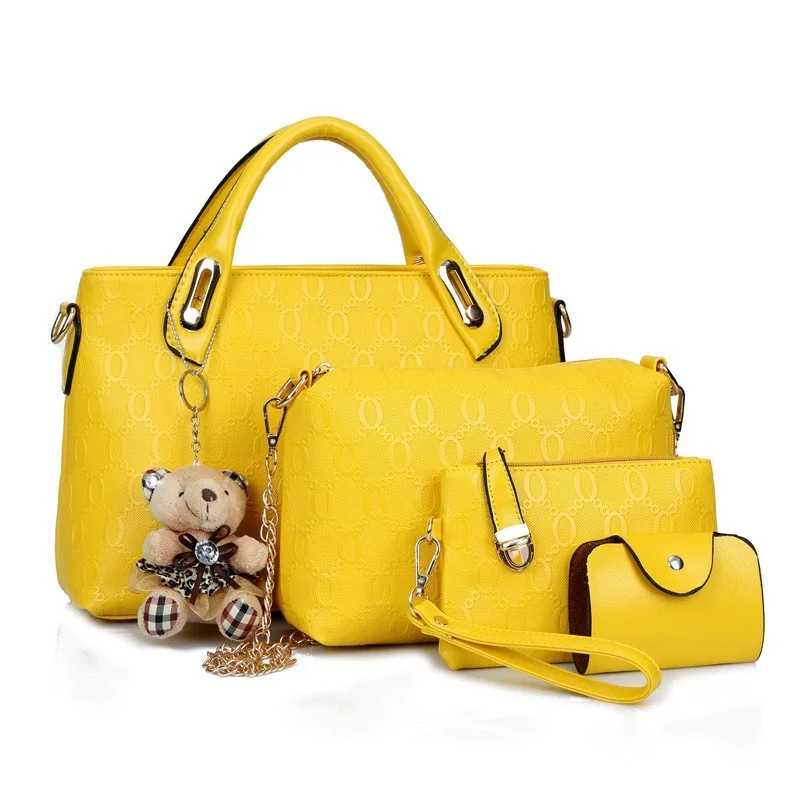 Women's Messenger Bag Classic Style Little Bear Pendant Trend Embossed Set Of Four Crossbody Handbags For Women  Quality Luxury