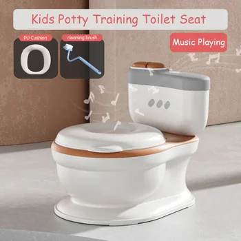Baby Töpfchen Toiletten sitz realistische Töpfchen Trainings sitz für Kleinkinder Jungen Mädchen Soft Pu Pad Wipe Storage Musik Spiel funktion