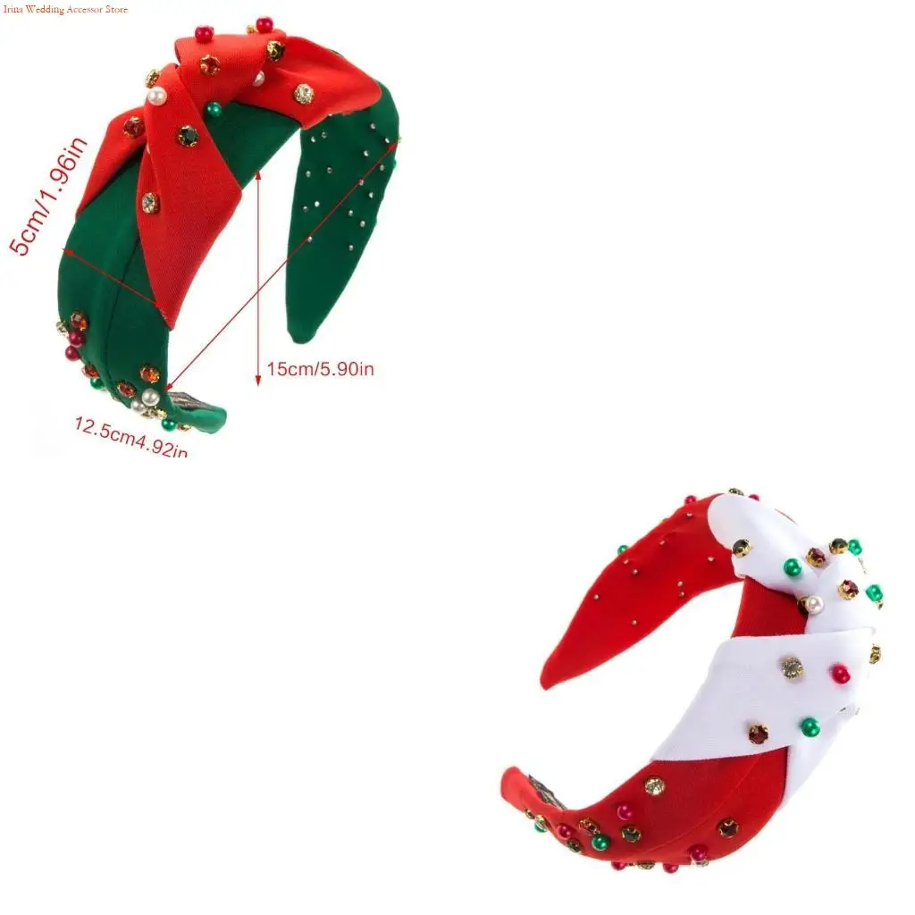 G92D Glitter Christmas Headband for Woman Wide Brim Headbands with Pearl Embellished for Girls Washing Face Sports