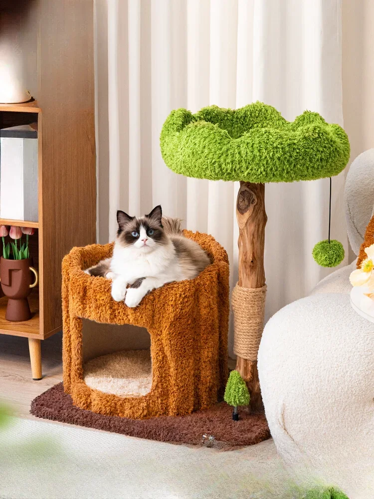 Solid wood cat climbing frame nest tree integration does not occupy the sisal  jumping platform cat toy tree hole ser