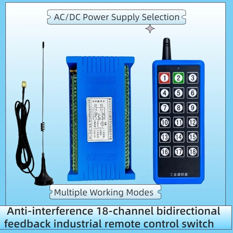 

18-Channel Bidirectional Feedback RF Remote Control Switch DC12V/24V Anti-Interference AC220V Water Pump Motor Controller for In