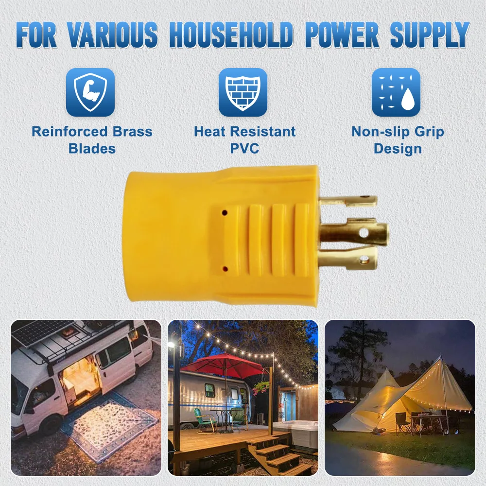 

Shore Power Generator Adapter For NEMA L5-30P twist-lock outlet on generators 30A to 15A For RV Trailer Camper RV Replacement