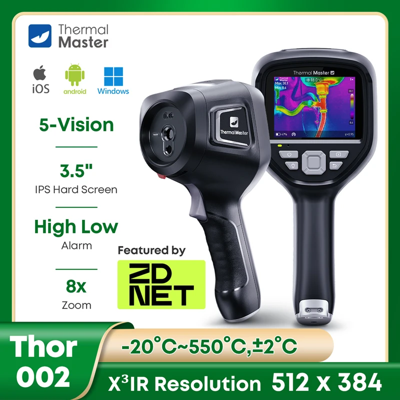 550 ℃   Thor002 Handgehaltene Wärmebildkamera 512*384 Ultra-Klar 1022 ℉   Infrarot-Wärmebildkamera, 3,5-Zoll-Hartbildschirm, 8-facher Zoom, 32 GB, für Hausinspektion, Gebäudeinstandhaltung,