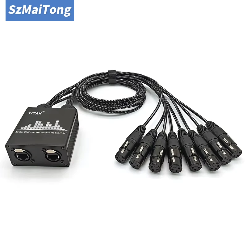 8 Channel Multi Network XLR Cable Extender Shielded Low Noise for Stage Sound Lighting RJ45 Audio Extender Audio Cables