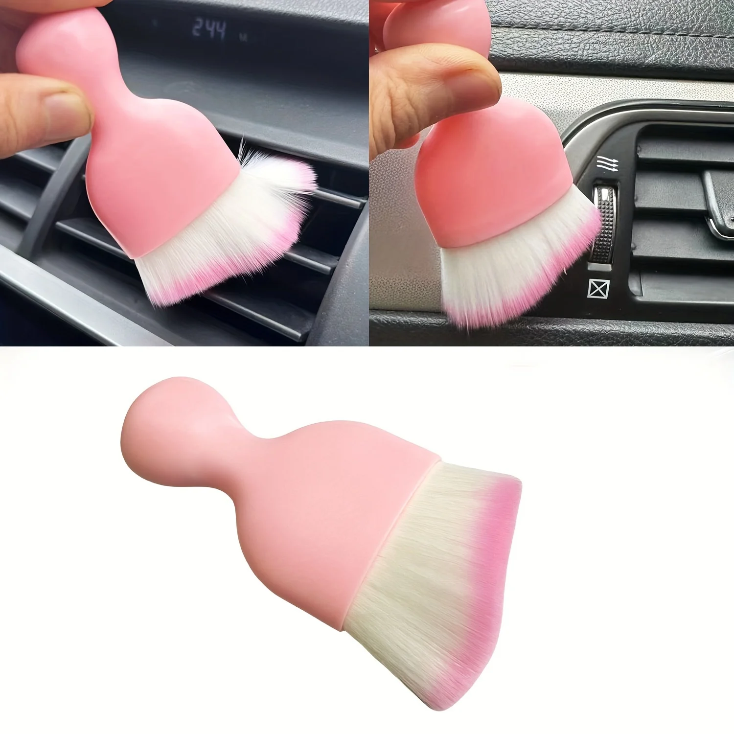 Brosse de balayage de poussière douce pour intérieur de voiture, outil de lavage de voiture, écart de clavier, rose, tendance, livres, 1 pièce