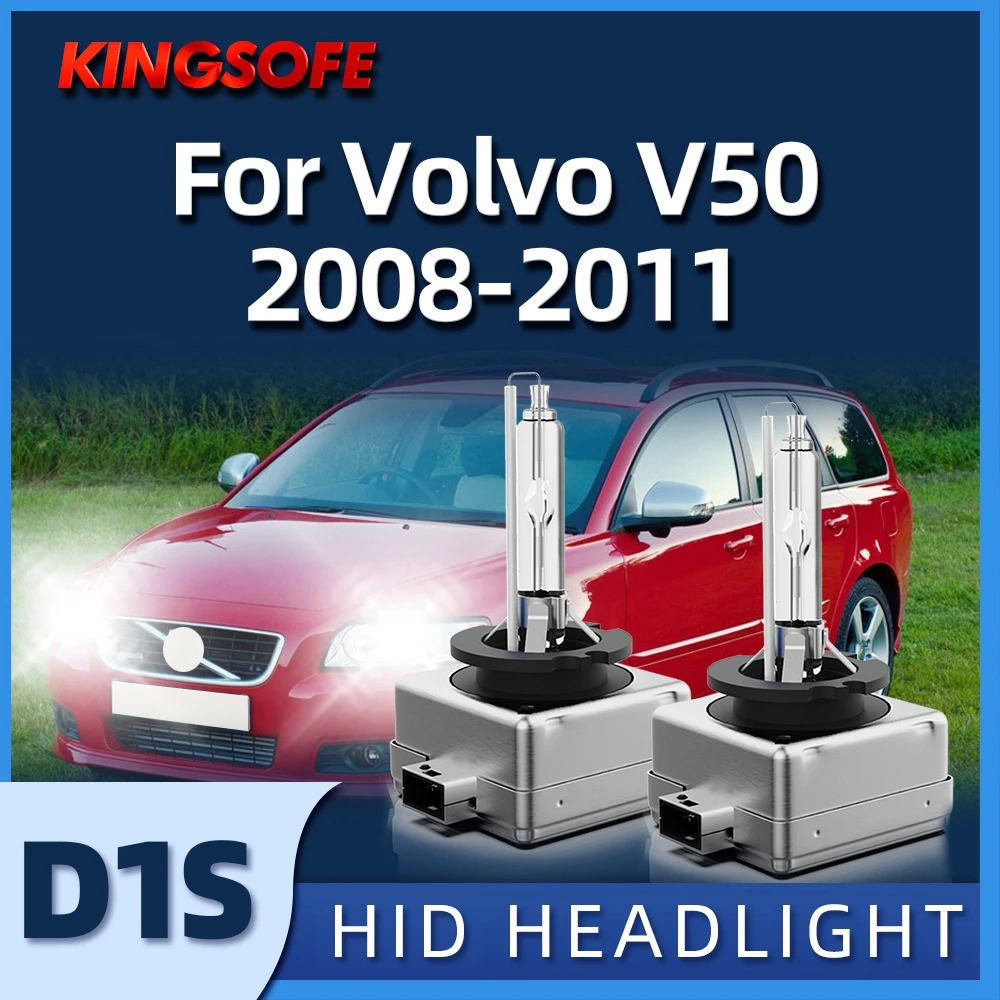 

KINGSOFE 2Pcs HID Xenon D1S Headlight Car Light 6000K High Low Beam Bulbs Fit For Volvo V50 2008 2009 2010 2011