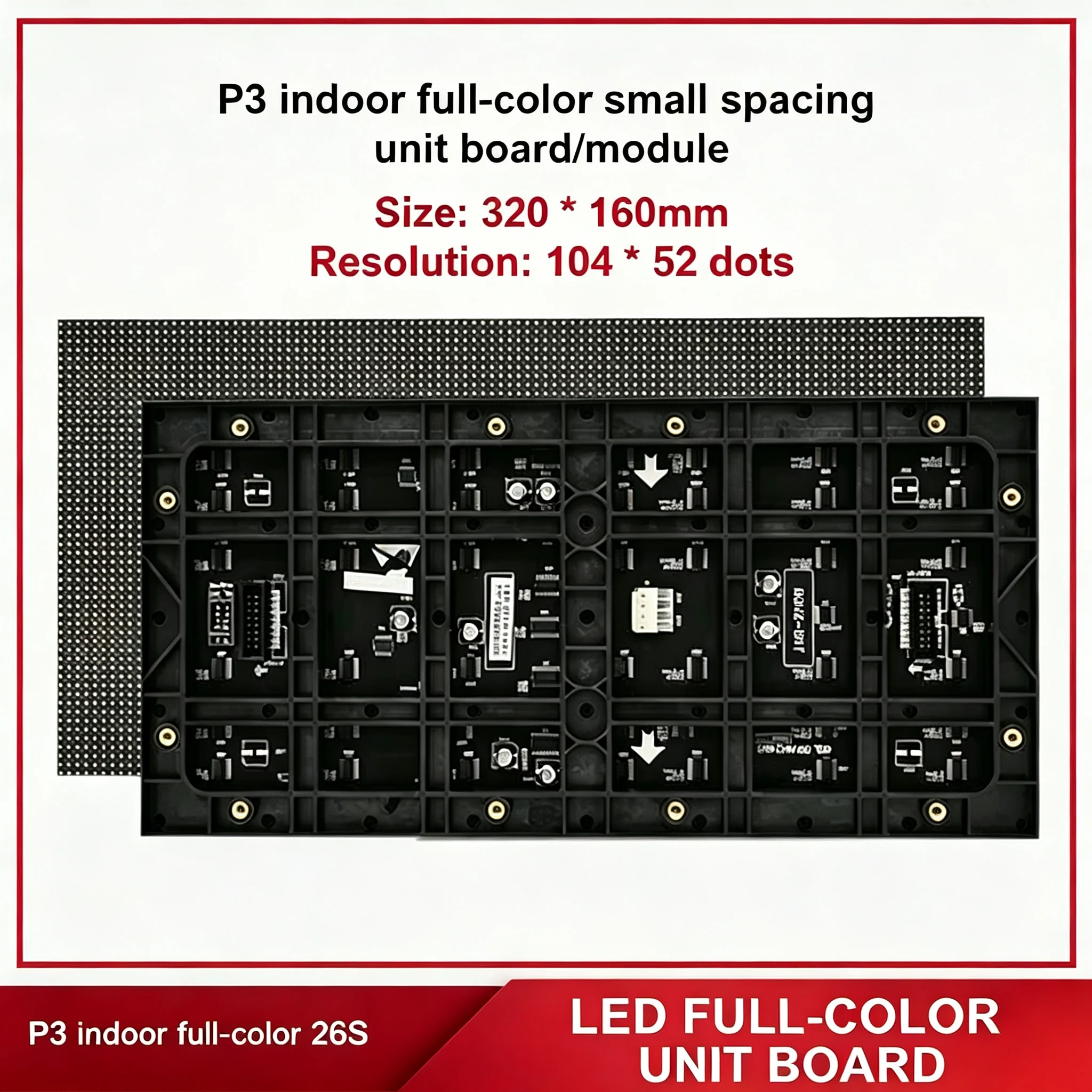 P3 SMD Indoor Full Color LED Display Module 320x160mm 192x192mm 104x52 64x64 Pixels RGB LED Display Panel Wall