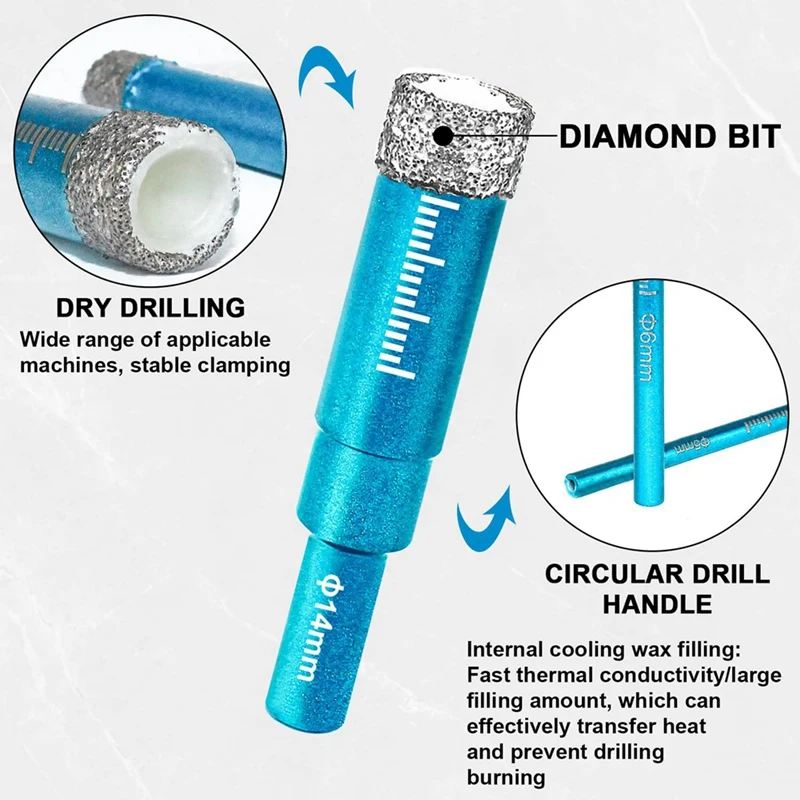 Tile Drill Glass Diamond Drill Carbide Drill 5/6/8/10/12/14Mm Carbide Drill