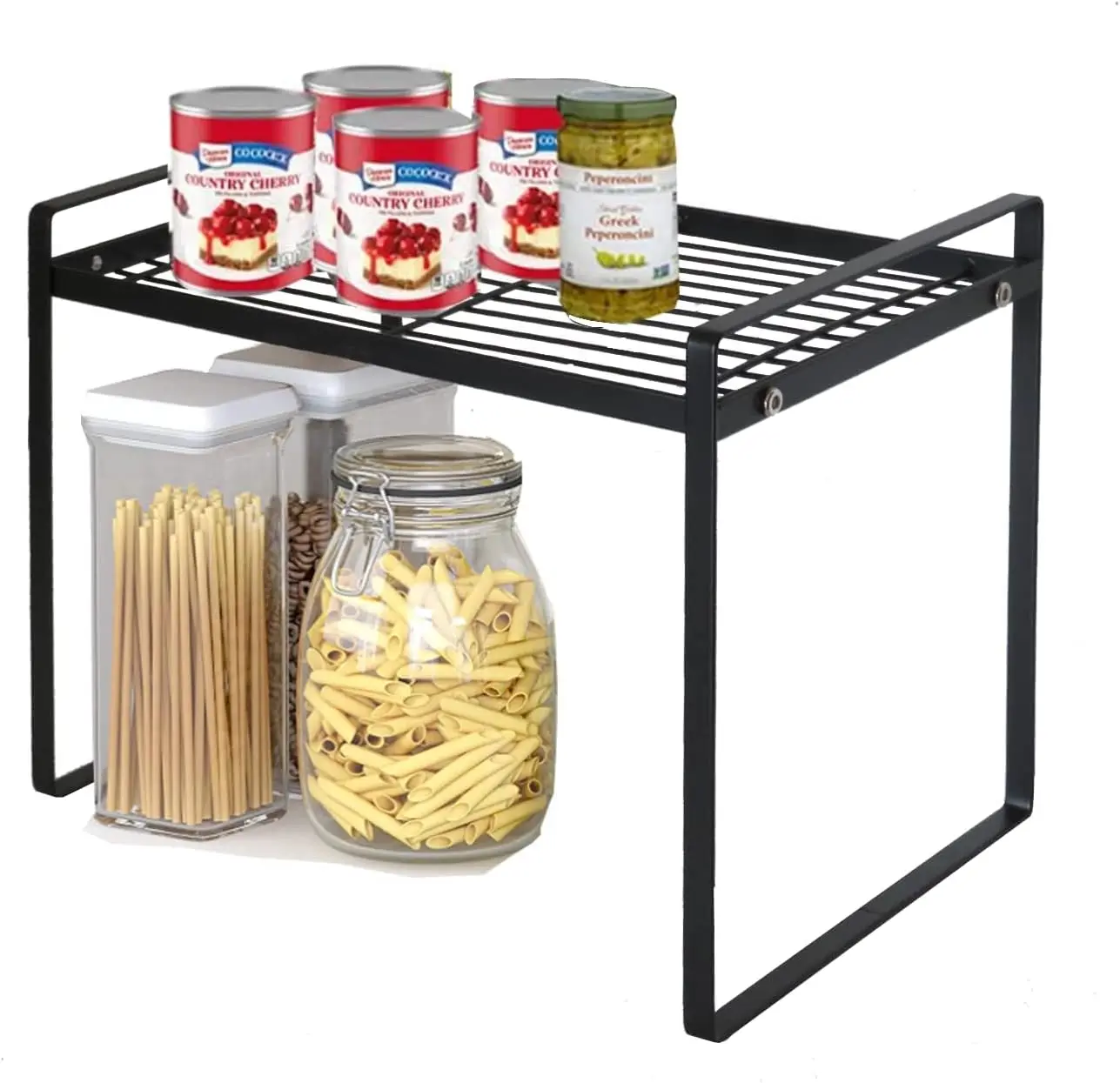 

13" Kitchen Counter Shelf, Metal Wire Stackable Cabinet Shelf for Pantry, Bathroom, Space Saving Organizer