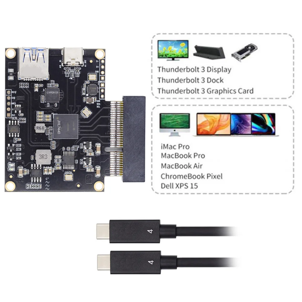 Type-C USB4 40Gbps to PCI-E SSD 4x Graphics Card Converter Cable USB4.0 40Gbps JHL7440 Chipset