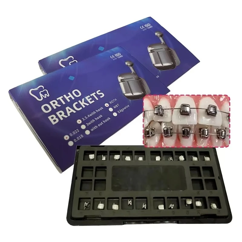20Pcs/Box Dental Orthodontic Metal Self-ligating Brackets Braces Monoblock Roth MBT 0.022 Hooks345 With Tool Dentistry Materials