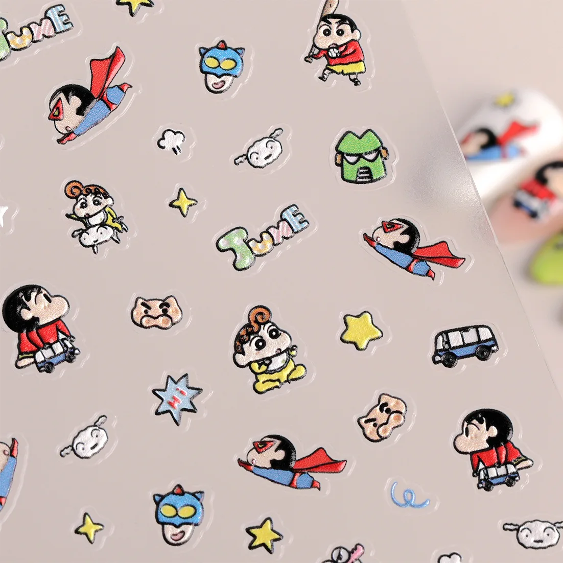 Crayon Shin-chan Cute Anime Character 5D Nail Art Accessories Cartoon Little Girl Art Stickers Supplies Nail Art Accessories