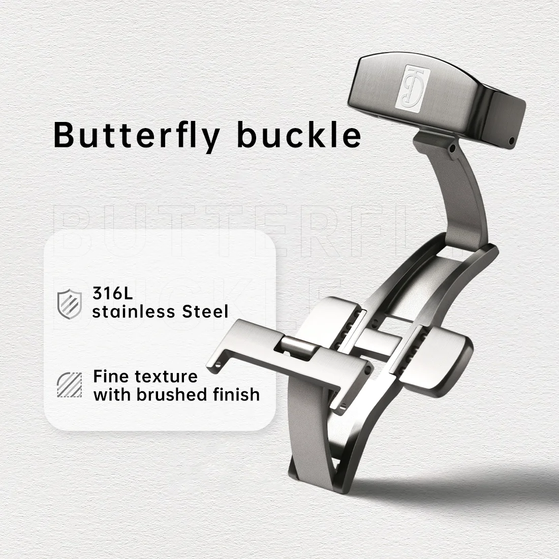 Maikes 316L Stainless Steel Butterfly Watch Buckle Clasp 18mm 20mm Brushed Folding Buckle