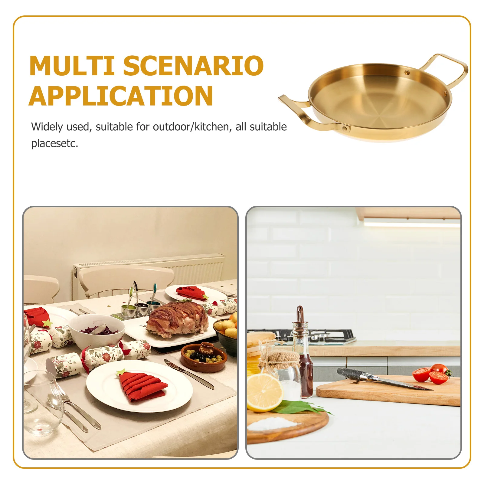 

Korean Style Hot Pot Stainless Steel Dry Pot Flat Bottom Non-Slip Handle Home Cooking Pan Household Kitchen Cookware