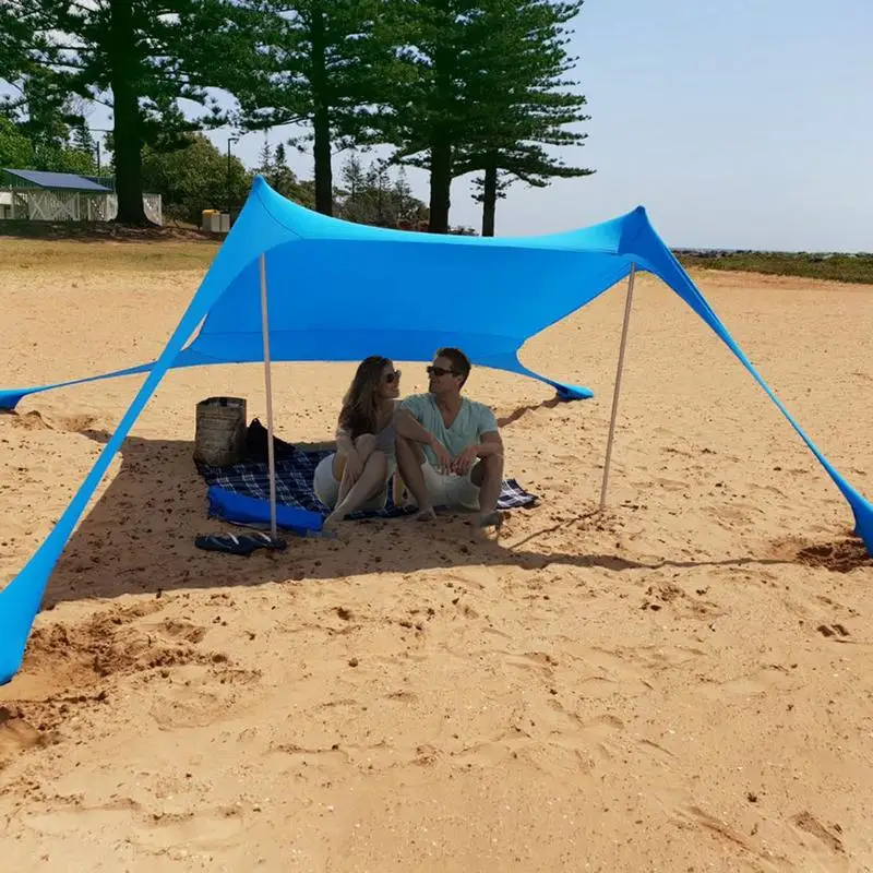 Imagem -03 - Leve Sun Shade Tent com Bolsa de Areia Família Beach Sunshade Área Grande Canopy Portátil Upf50 Mais uv 17 m 21 m