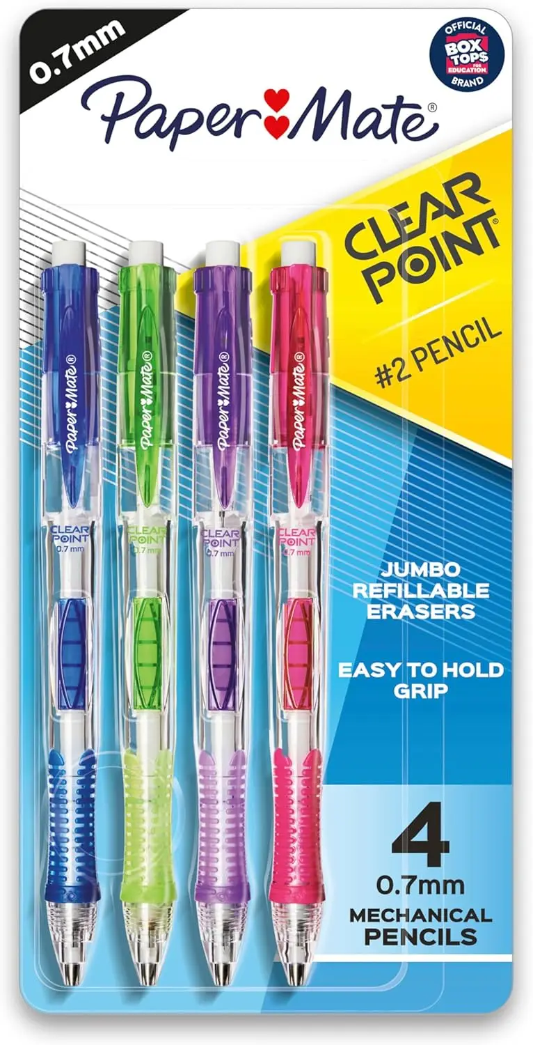 

0.7mm HB #2 Mechanical Pencil Set, 4 Count - Ideal for Art, Sketching, Drafting, School Supplies, and Teacher Resources
