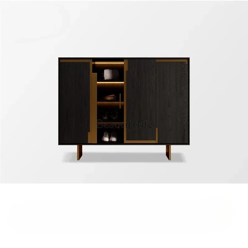 

Italian light luxury solid wood shoe cabinet retro simple wall lockerL
