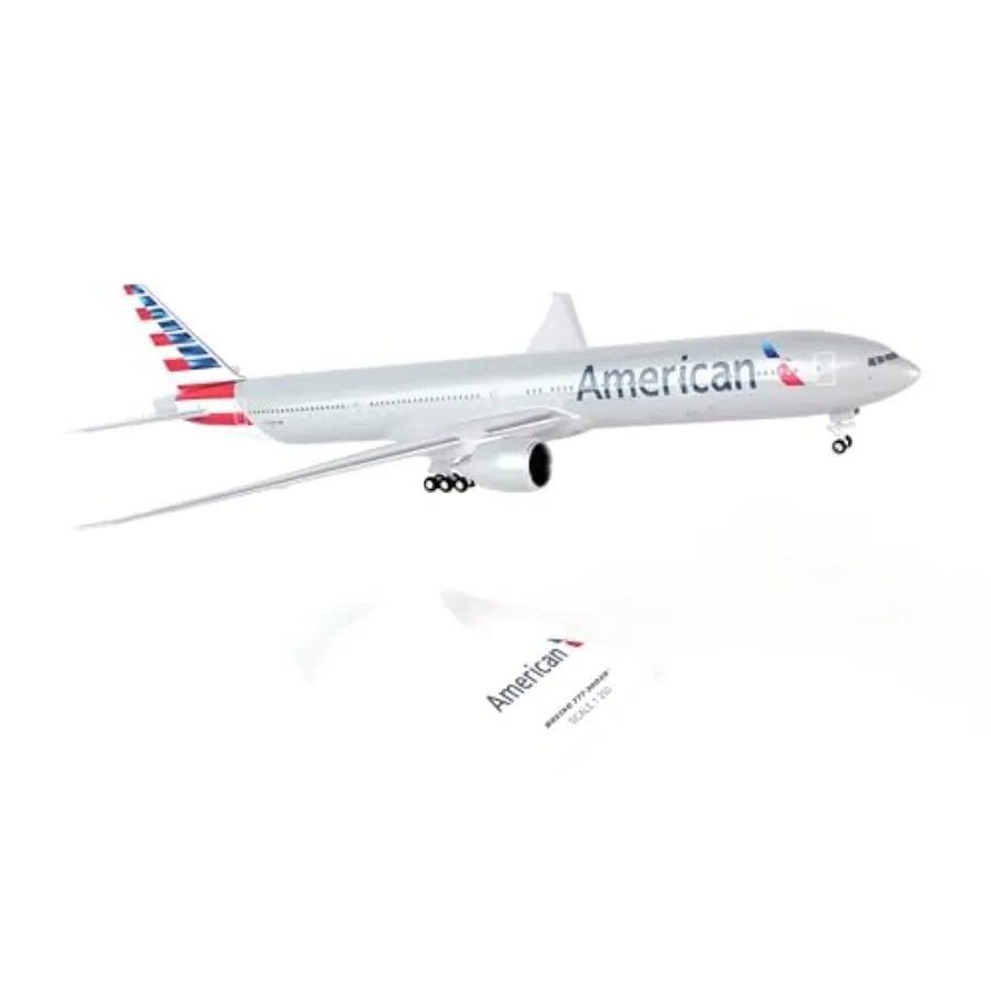 

American Airlines Boeing 777-300 model kit for display, ABS plastic, white with blue/red livery, snap-fit assembly, highly deta