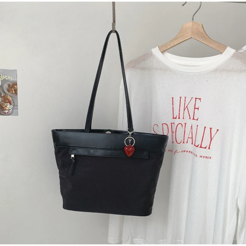 Koreanische Schultertasche, Leichte Damen-Handtasche mit Großer Kapazität aus Nylon, Vielseitige Shopper-Tasche für Arbeit und Freizeit – Detail 8