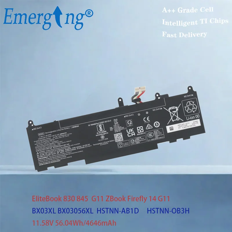 Emerging Battery BX03XL BX03056XL For  830 845 G11 ZBook Firefly 14 G11  HSTNN-AB1D HSTNN-OB3H 11.58V 56.04Wh