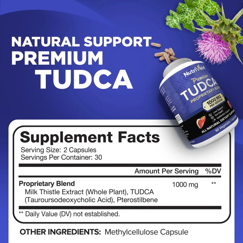 TUDCA Liver Support Supplement 1000 Mg - Antioxidant Rich, Stable Cleansing, Liver Health* Gallbladder Support