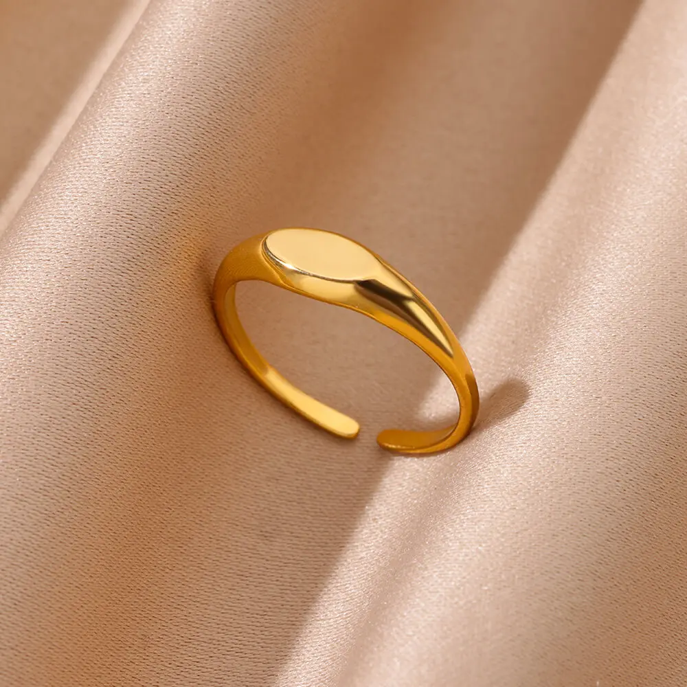 Stainless Steel Rings For Women Men Gold Color Simple Open Ring Female Male Wedding Party Finger Jewelry Gift 2024 New Trend image 2