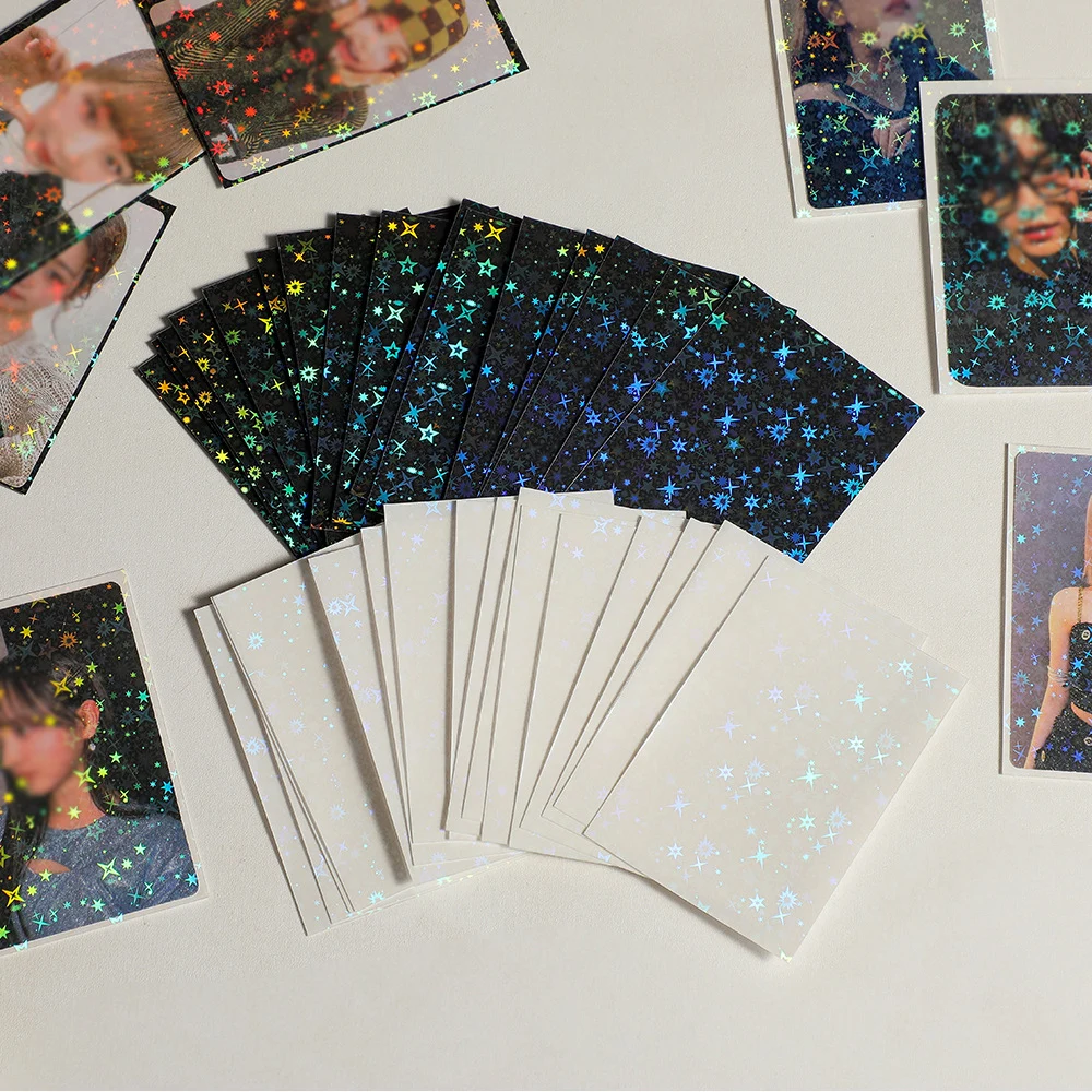 3-inch Laser Star Glitter Photo Cards Protective Card Film Flat Card Sleeve Photo Cover Ins Toploader Card Photocard Sleeves